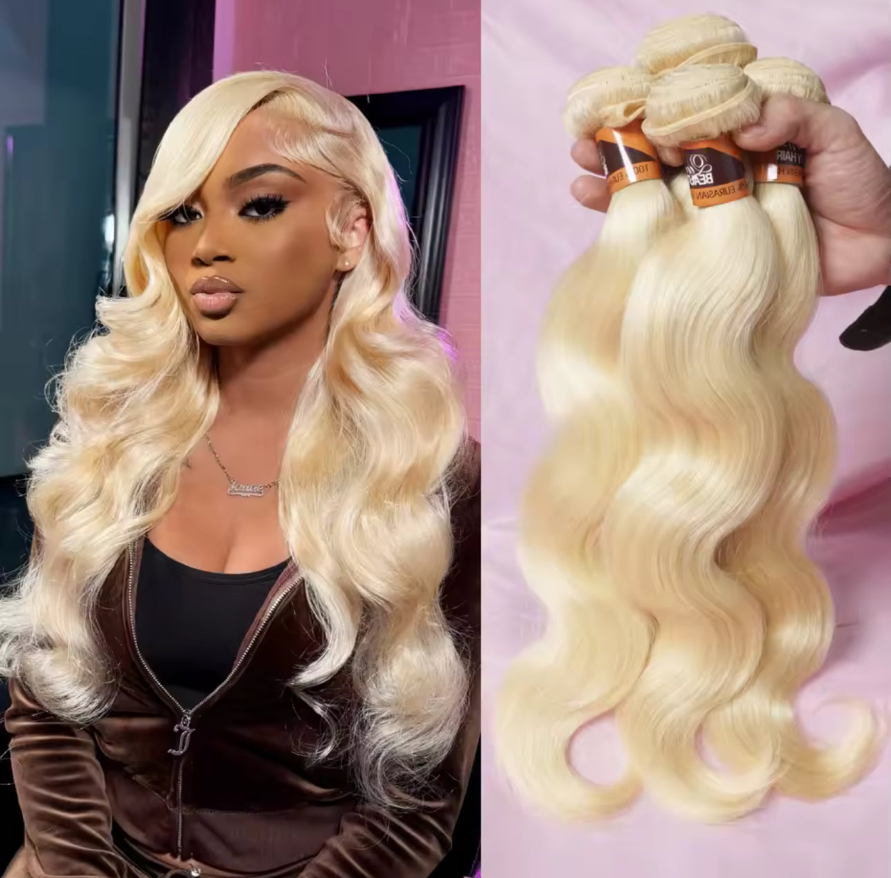 613 Blonde Bundles With Closure| Loose Wave| Brazilian, Remy