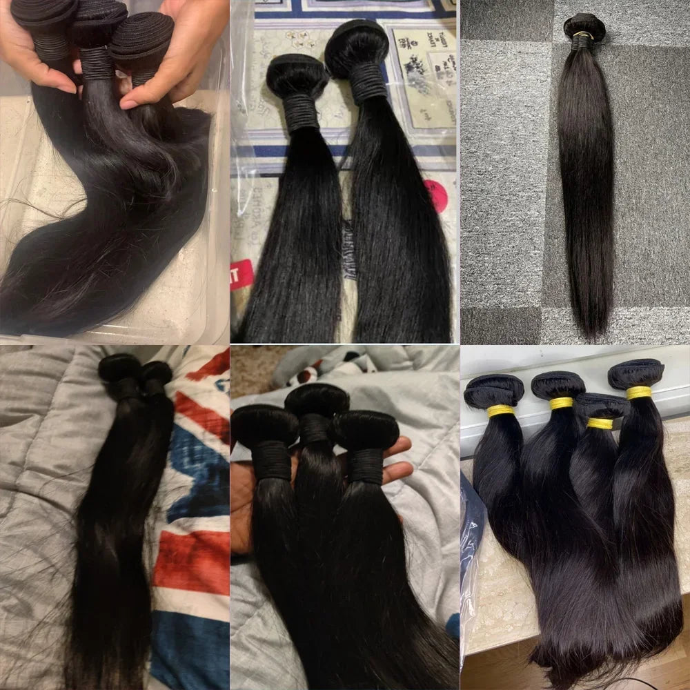 Straight Human Hair Bundles with 5x5/6x6 Closure Brazilian Raw Bundles 100%Human Hair