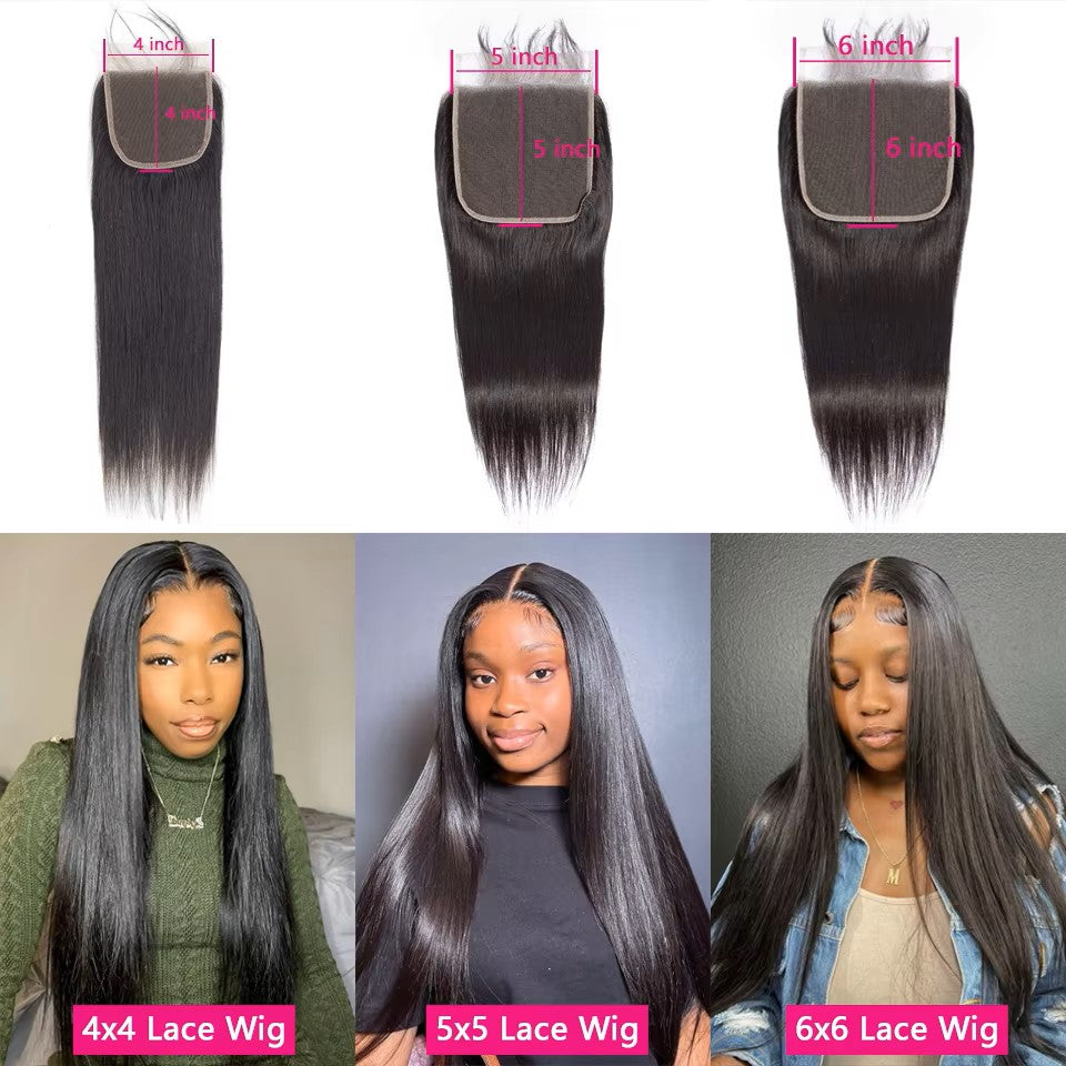 Straight Human Hair Bundles with 5x5/6x6 Closure Brazilian Raw Bundles 100%Human Hair