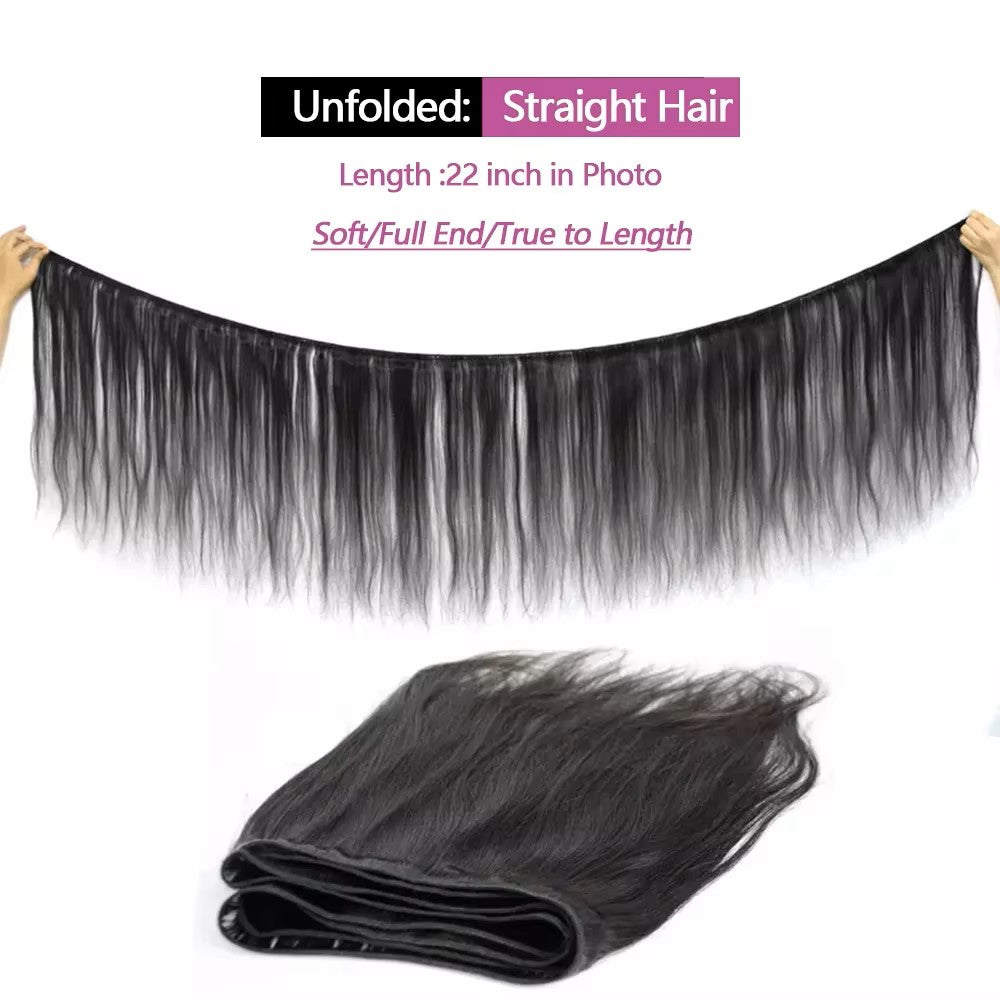 Straight Human Hair Bundles with 5x5/6x6 Closure Brazilian Raw Bundles 100%Human Hair